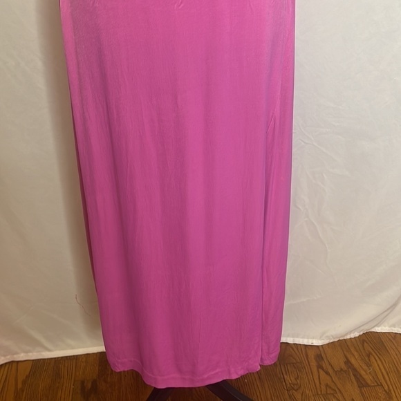 Zara Pink Straight Neck Satin Effect Midi Dress - Picture 8 of 13